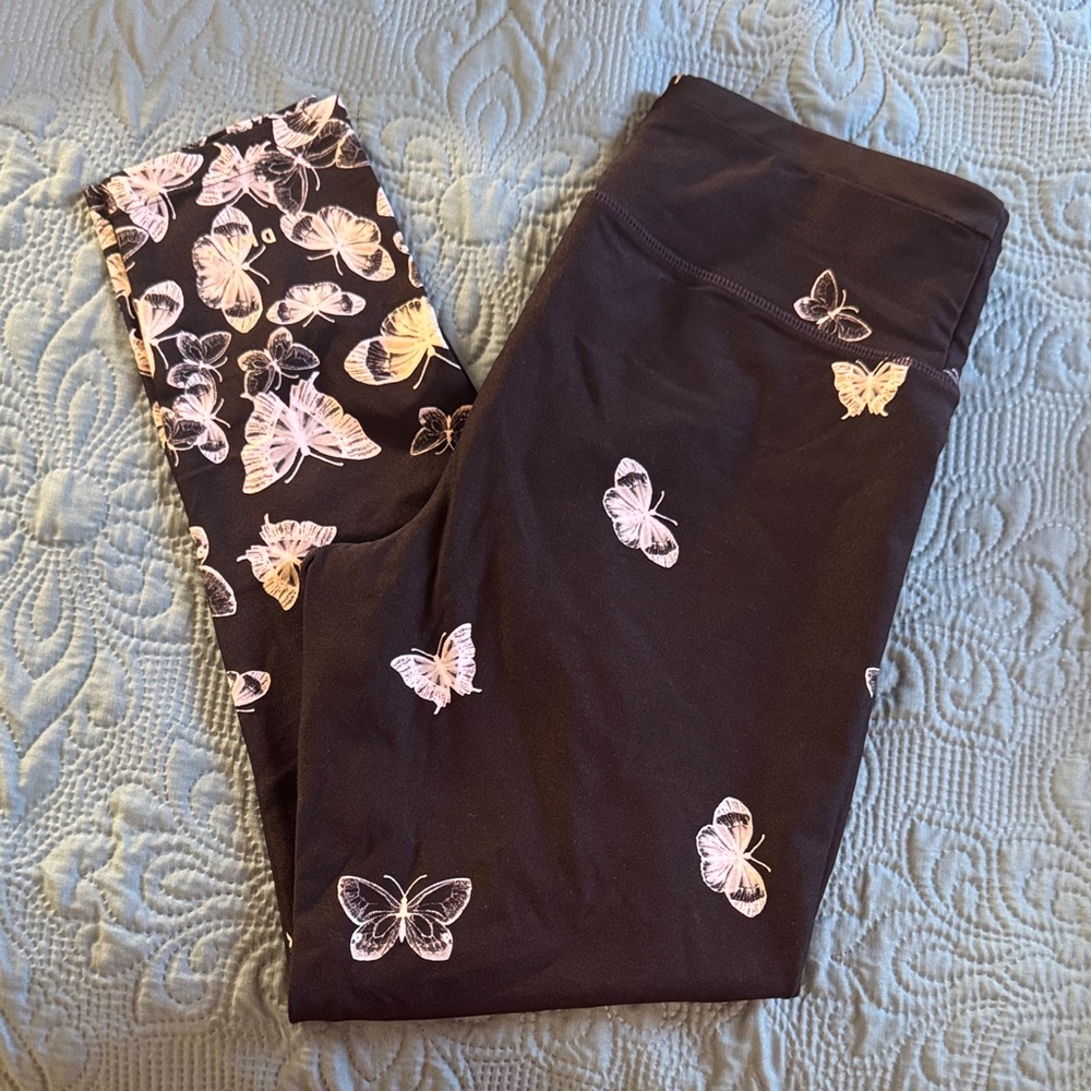 DKNY Black and Pink Butterfly Kids Leggings